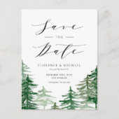 水彩の森の森の木の国の日付を保存 案内ポストカード (正面)