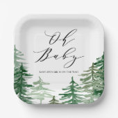 水彩の森の森の赤ちゃんシャワー ペーパープレート (正面)