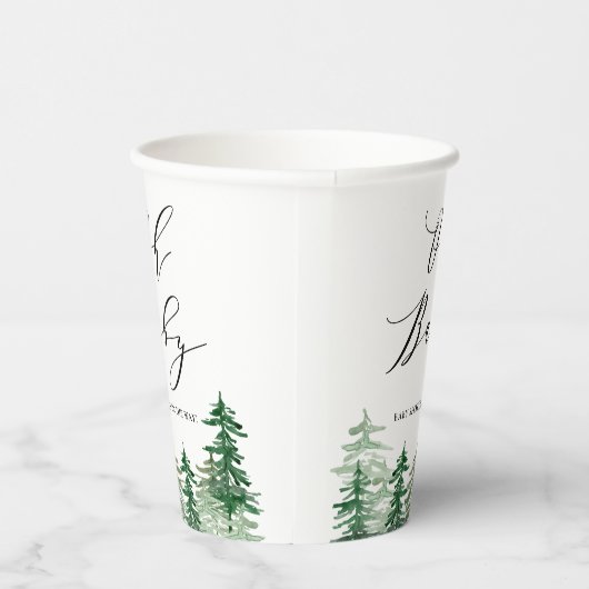 水彩の森の森の赤ちゃんシャワー 紙コップ (右)
