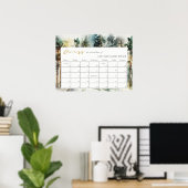 水彩の森の森林で赤ちゃんの出産予定日を推測 ポスター (ホームオフィス)