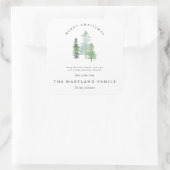 水彩の森の楽しいクリスマス スクエアシール (バッグ)