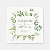 水彩の森の結婚緑 スタンダードカクテルナプキン (正面)