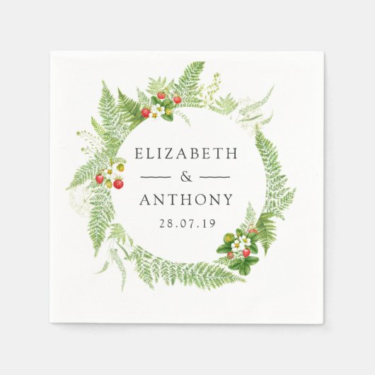 水彩の森の結婚緑 スタンダードカクテルナプキン (正面)