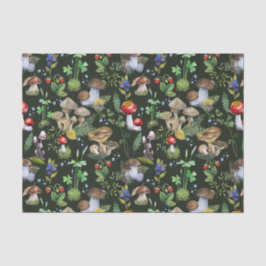 水彩の森の緑のキノコの果実グリーン 薄葉紙