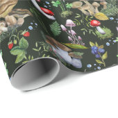 水彩の森の緑のキノコの果実秋 ラッピングペーパー (ロールコーナー)