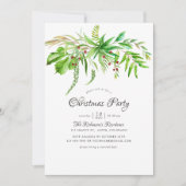 水彩の森の緑のクリスマスパーティー 招待状 (正面)