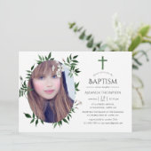 水彩の森の緑のバプテスマまたは《キリスト教》洗礼式や命名式 招待状 (スタンド正面)