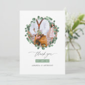 水彩の森の緑のユーカリ結婚ス サンキューカード (スタンド正面)