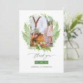 水彩の森の緑結婚の写真 サンキューカード (スタンド正面)