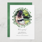 水彩の森の緑色写真妊娠 案内状 (正面/裏面)