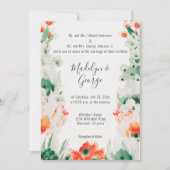 水彩の森の緑、オレンジ、白結婚色 招待状 (正面)