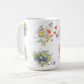 水彩の森の花の模様 コーヒーマグカップ (正面左)