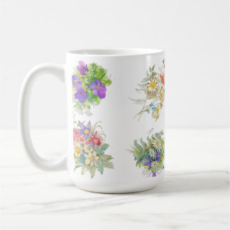 水彩の森の花の模様 コーヒーマグカップ