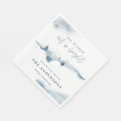 水彩の森の青ミニマルいクリスマスパーティー スタンダードランチョンナプキン (角)