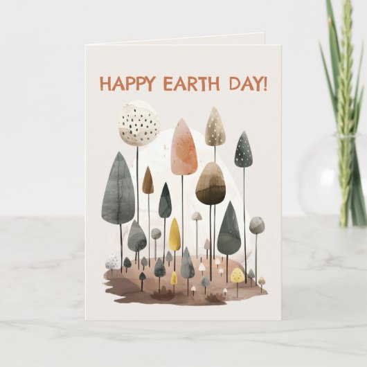 水彩の森の風景ハッピーアースの日 シーズンカード (正面)