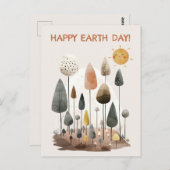 水彩の森の風景ハッピーアースの日 ポストカード (正面/裏面)