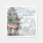 水彩の森の鹿のベビーシャワー スタンダードカクテルナプキン (正面)