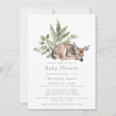 水彩の森の鹿 ベイビーシャワー 招待状 (正面)