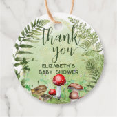 水彩の森シダのキノコの緑のスクリプト フェイバータグ (正面)