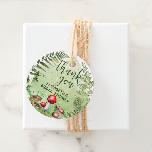 水彩の森シダのキノコの緑のスクリプト フェイバータグ (インサイチュ)