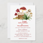 水彩の森ピクニックマッシュルームベイビーシャワー 招待状 (正面)