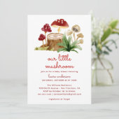 水彩の森ピクニックマッシュルームベイビーシャワー 招待状 (スタンド正面)