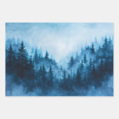 水彩の森ミスティ松の木のデコページ ラッピングペーパーシート (正面3)