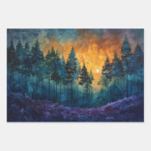 水彩の森ミスティ松の木のデコページ ラッピングペーパーシート (正面)