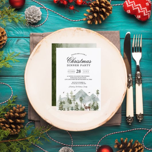 水彩の森 | 木と鹿 |  招待状