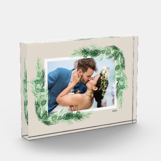 水彩の植物のフレーム フォトブロック (左)