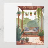 水彩の植物画 ポットのあるポーチ カード (正面/裏面)