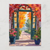 水彩の植物画 庭の門 ポストカード (正面)