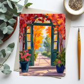 水彩の植物画 庭の門 ポストカード