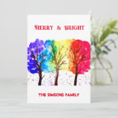 水彩の楽しいクリスマスツリー シーズンカード (スタンド正面)