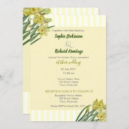 水彩の水仙の花の肖像画イラスト 招待状