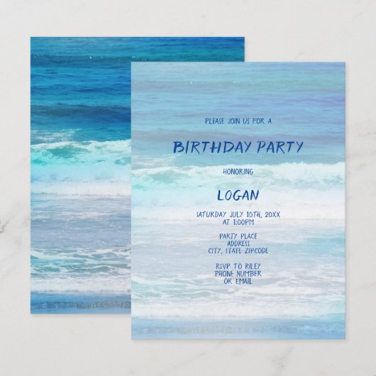 '水彩の波' 招待状 (正面/裏面)