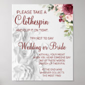 水彩の洗濯バサミ ブライダルシャワーゲーム看板 ポスター (正面)