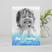 水彩の海とグリーティング シルバーフォイル 箔シーズンカード (立ち正面)