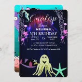 水彩の海の動物の誕生日パーティー招待状 招待状 (正面/裏面)