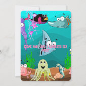 水彩の海の動物の誕生日パーティー招待状 招待状 (裏面)