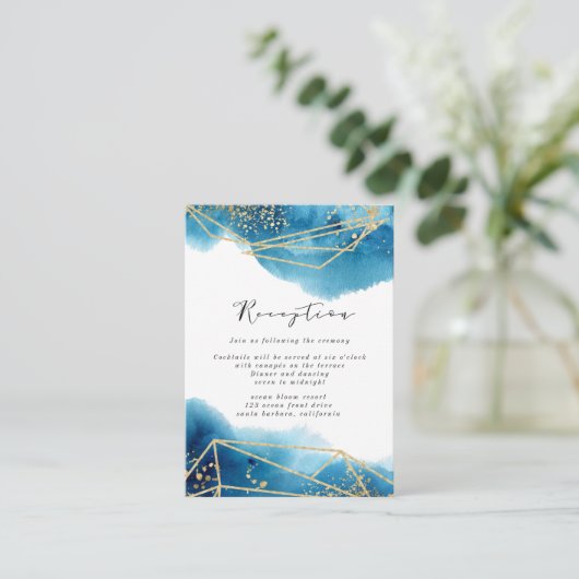 水彩の海の天体的なレセプション エンクロージャーカード (スタンド正面)
