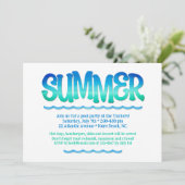 水彩の海の青と緑の波のサマー パーティー 招待状 (スタンド正面)