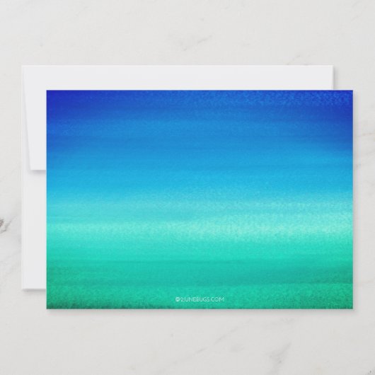 水彩の海の青と緑の波のサマー パーティー 招待状 (裏面)