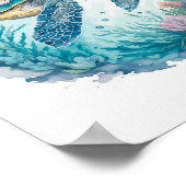 水彩の海亀マリンアニマル ポスター (角)