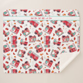 水彩の消防車の子パーソナライズされた供 シェルパブランケット (正面(横))