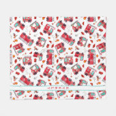 水彩の消防車の子パーソナライズされた供 フリースブランケット (正面(横))