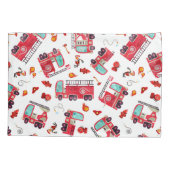 水彩の消防車の子パーソナライズされた供 枕カバー (裏面)