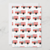 水彩の消防車の誕生日パーティーへの招待 招待状 (裏面)