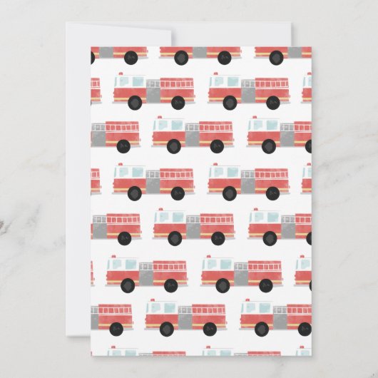 水彩の消防車の誕生日パーティーへの招待 招待状 (裏面)