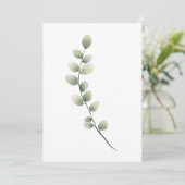 水彩の淡緑色離れのスタイルのブランチ シーズンカード (スタンド正面)